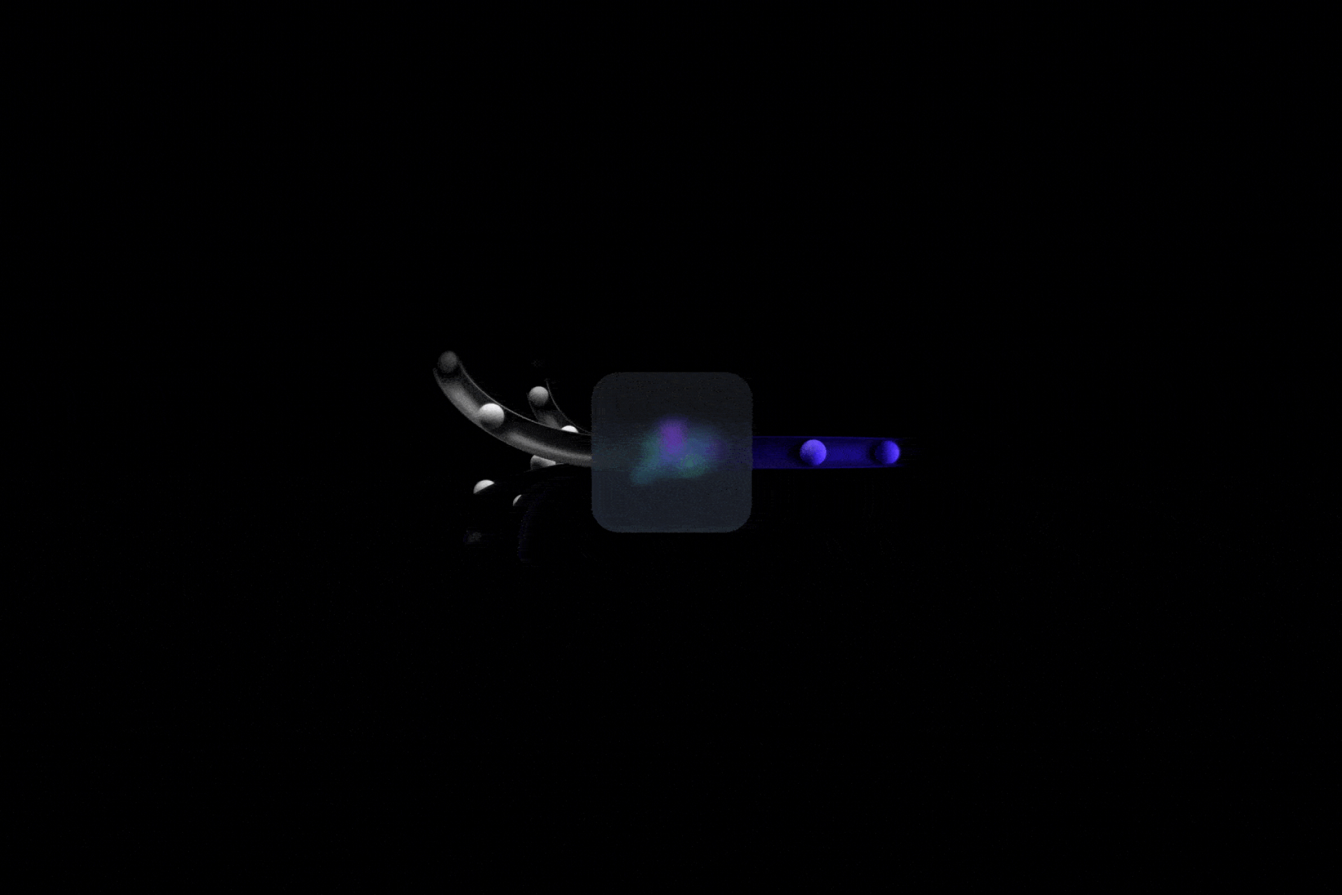 AI controlling some data through 3d balls in a path.